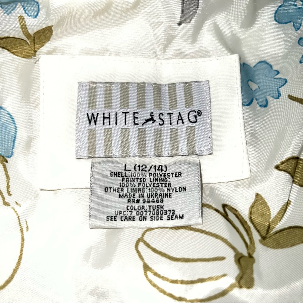 White Stag Quilted Cream Equestrian Styled Puffer Jacket- Size L (12/14) - Picture 8 of 9